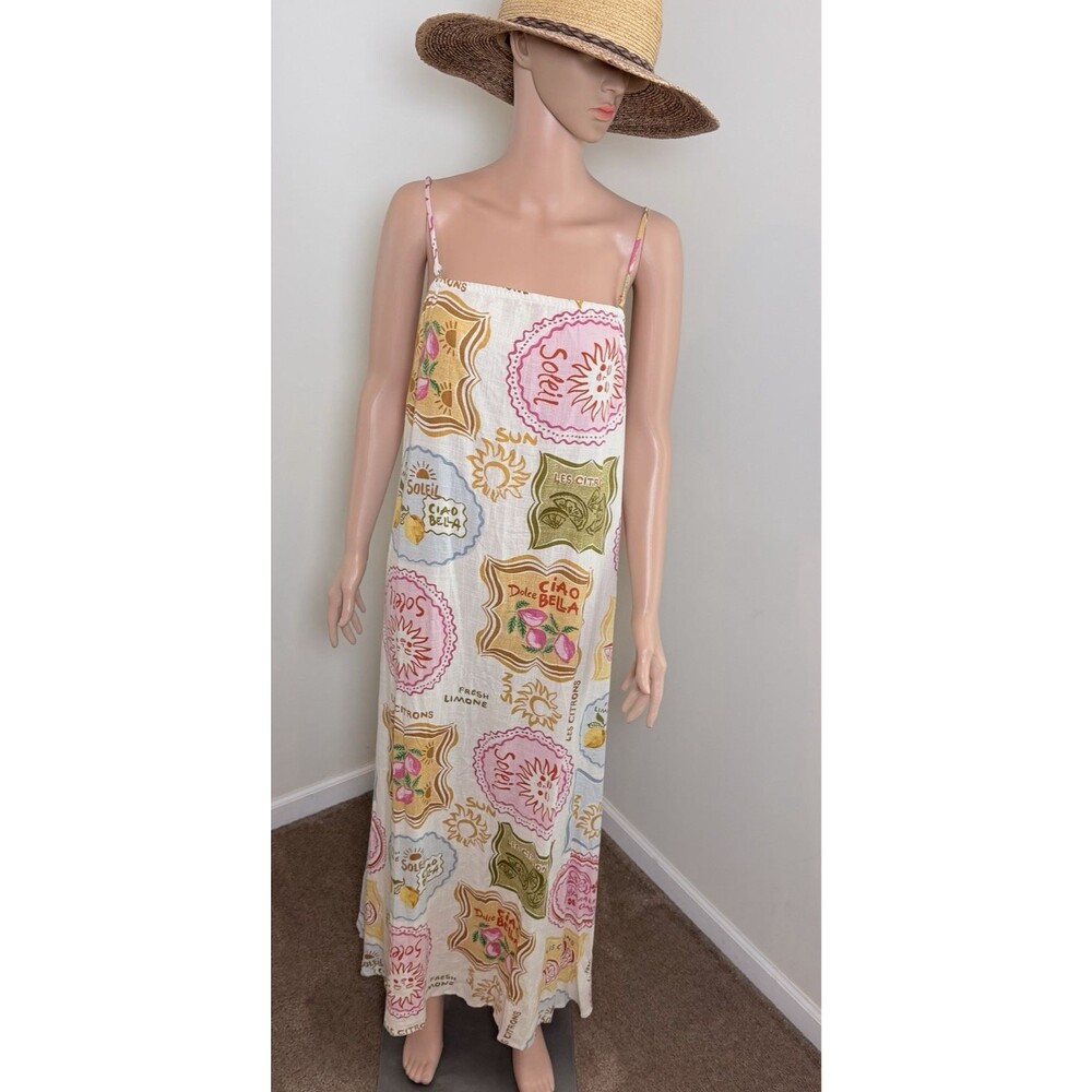 Paper Heart  Anthropologie "Amalfi Soleil" Coastal Resort Linen  Maxi Dress XL